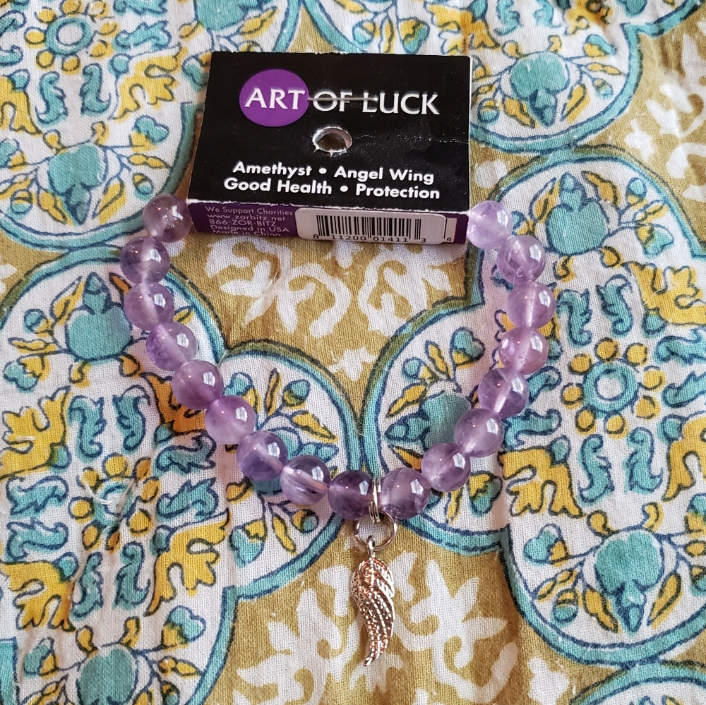 Art of Luck Bracelet - Amethyst, Angel Wing, Good Health, Protection
